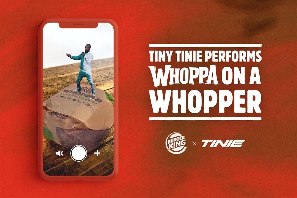 Tiny Tinie performs whoppa on a whopper WebAR